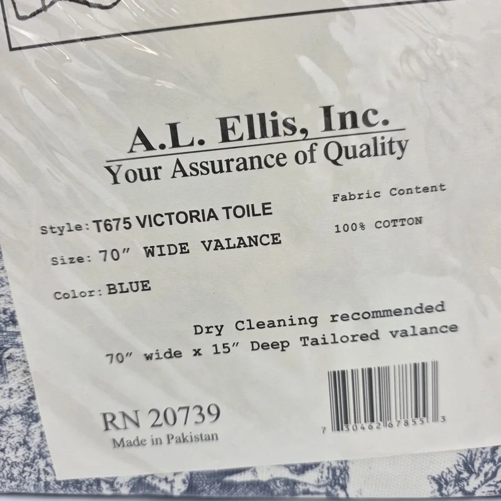 New Ellis Victoria Toile 20739 Deep Tailored Valance Window Curtain Blue 70x 15